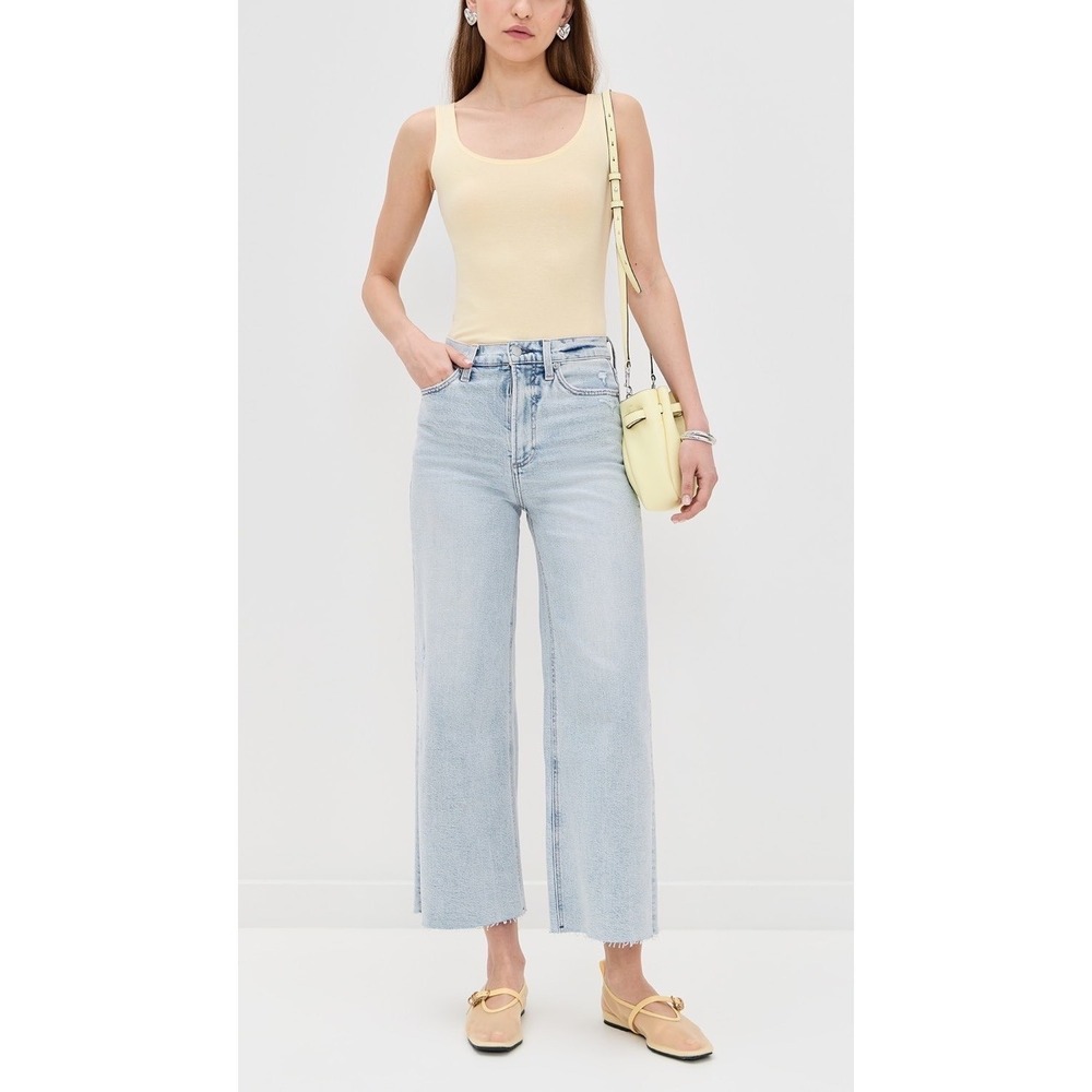 NWT Pistola Lana Wide-Leg Crop Jeans Light Raw Hem Sz 28 Anthropologie Boho